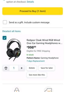 BRAND NEW READGEAR GAMING RGB HEADPHONE WITH BOX