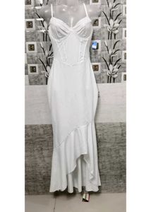 White  corset Bodycon Midi Dress