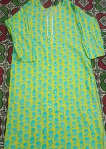Floral Print Kurti Yellow N Blue