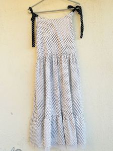 White Black Dotted Dress 👗