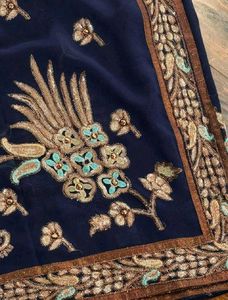 Navy Blue Saree with Exquisite Embroidered Blouse