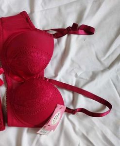 Red Laced Bra Set