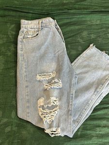 Ripped Light Wash Denim Jeans