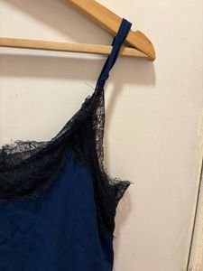 Zara Navy Lace Trim Top