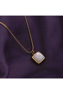 palmonas white square Gold Chain Necklace