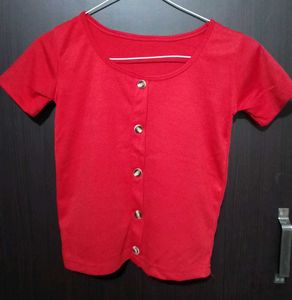 Red Ribbed Crop Top