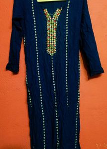Embroidered Navy Kaftan