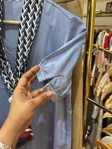 Elegant Blue Top w/ Scarf