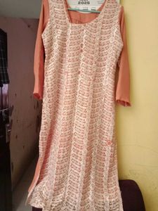 Peach Lace Overlay Dress