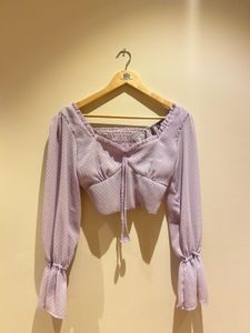 Lilac Polka Dot Crop Top