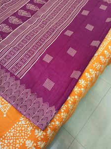 Pure Silk Look Alike Discharge Print Saree With Bp