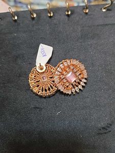 Pink Zirconia Round Big Studs