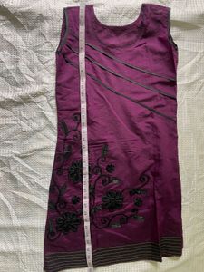 Elegant Plum Floral Embroidered Kurti