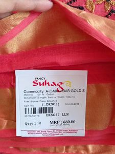 Peach Color Embroidery Saree