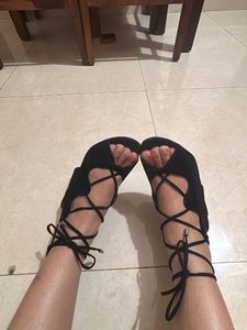 Black Lace-Up Heels