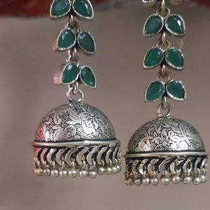 GERMAN SILVER STONE Long EARRINGS