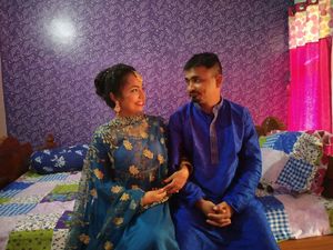 Blue Anarkali gown,,, wore for twice,, but right now I have other collections , so wanna give up this one