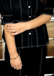 Black Puff Sleeve Top And Bottom Dress