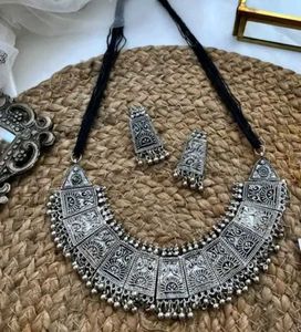 Women's Oxidised Black Polish Jewellery Set...