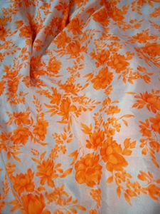 Orange Floral Print Soft Silk Saree