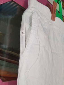 Yellow &amp; White Embroidered Pant Kurti Suit With Du