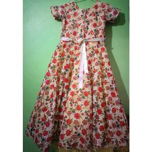 Velvet Red Golden Gown Party Wear.