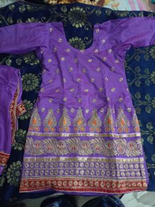 Purple Embroidered Kurti Top
