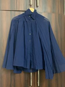 Navy Blue Cape Blouse