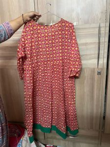 Red Printed Kurta