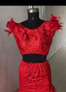 Red Ruffle Ethnic Gown