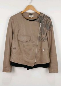 Tan Asymmetrical Zip Jacket