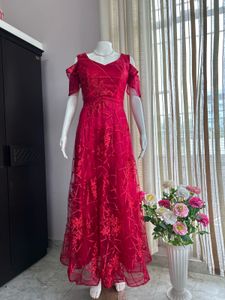 Luxe Organza Lace Embellished Gown