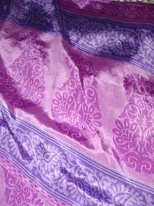 Purple &amp; Gray Printed Crape Saree