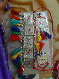 Multi Colour Neck Set &amp; Chumki Earrings With Maang Tika