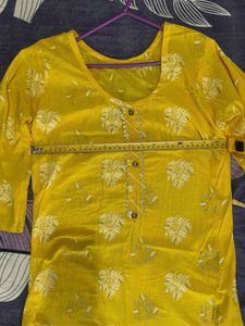 Yellow Printed Kurta Set