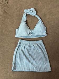 Light Blue Party Coord Top And Skirt
