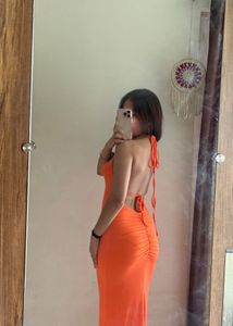Orange Backless Dress