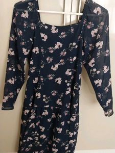 URBANIC Navy Blue Georgette Floral Dress