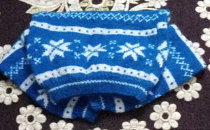 Hand-Knitted Blue and White Sweater