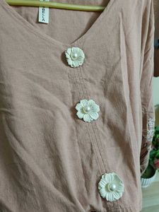 Blush Floral Button Top
