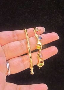 Gold Bangle Bracelet with Gemstones