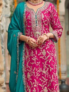 Eba LifeStyle Pink Embroidered Straight Kurta Set