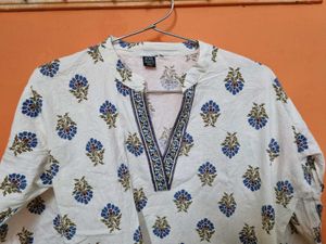 White Top with Blue Prints