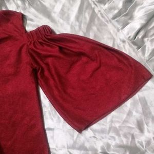 Designer Maroon Cold Shoulder Top