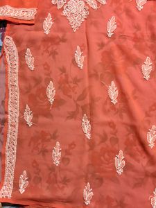 Peach Chikankari Kurta Set
