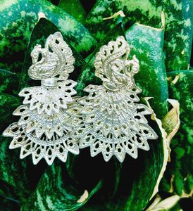 White Peacock Earrings
