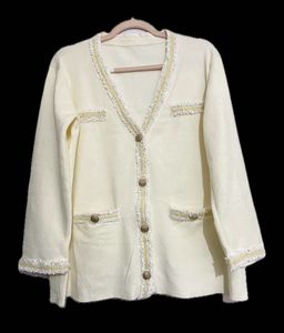 Korean Style Imported Knit Ruffle Border Cardigan