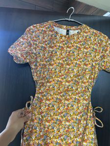 Floral side cutout dress