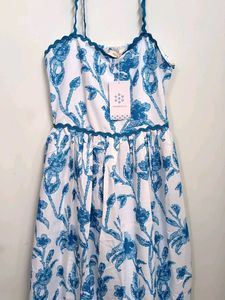 White and blue Floral Sundress