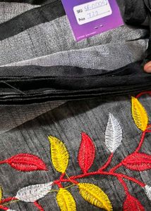 Leaf Handloom Saree - Black
